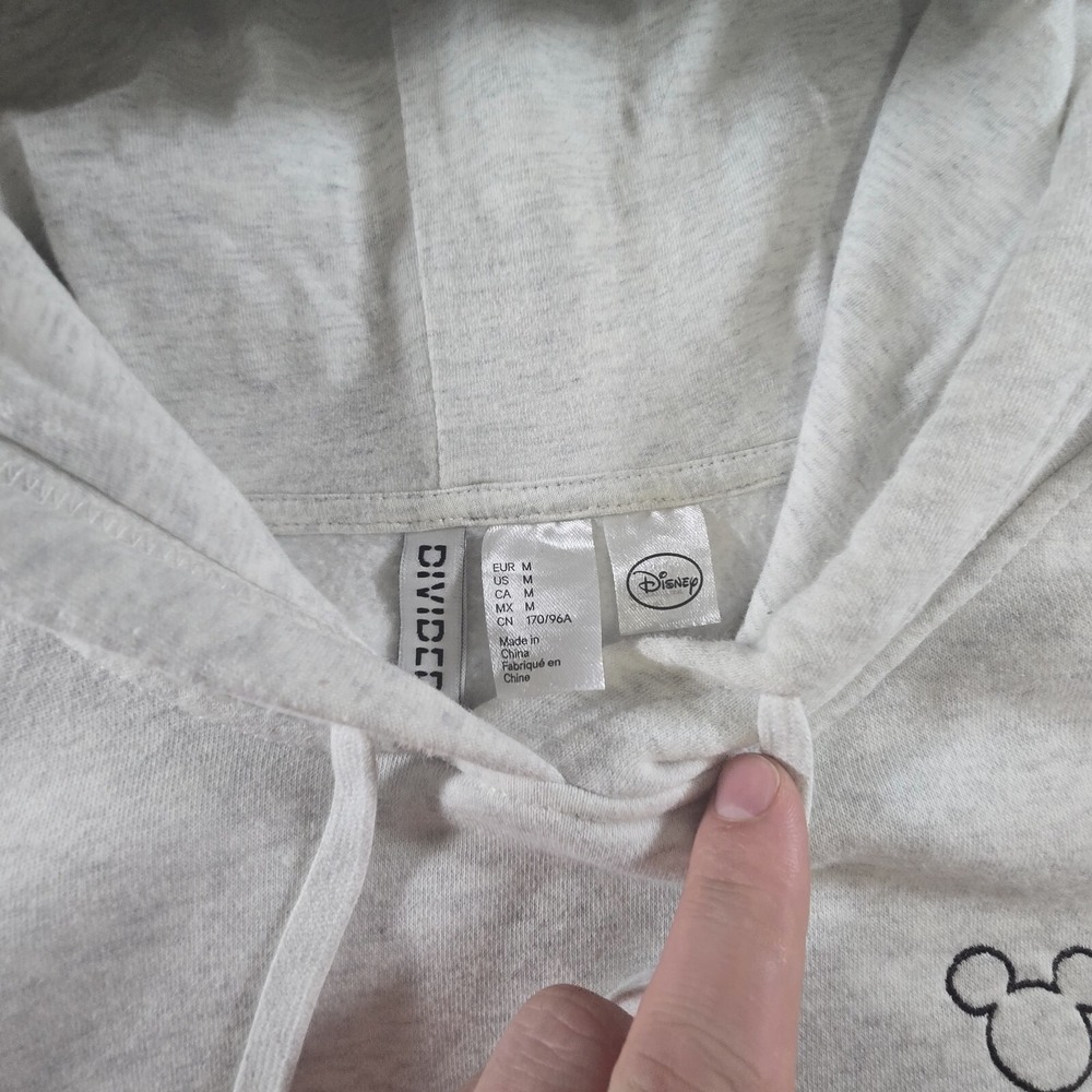 Disney Divided Mickey Mouse Hoodie Womens Medium Gray‎ Kangaroo Pockets Pullover - Picture 3 of 4
